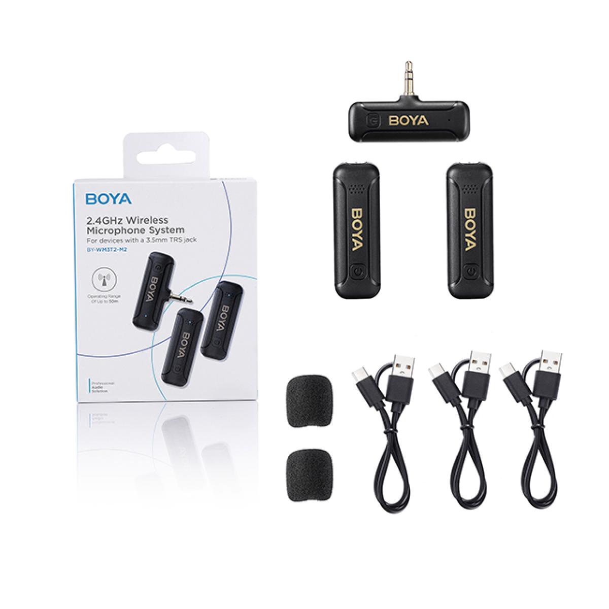 BOYA BY-WM3T2 2.4GHz AUX 3.5mm Wireless Microphone System (Two Mic)