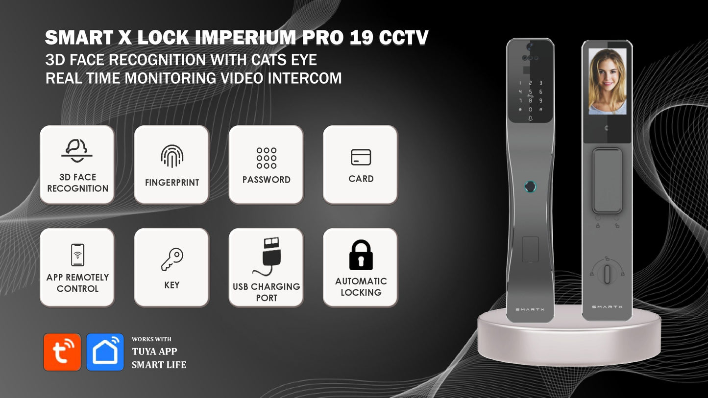 قفل باب ذكي بتقنية التعرف على الوجه ثلاثي الأبعاد/مكالمة فيديو/فتح عن بعد -SE43