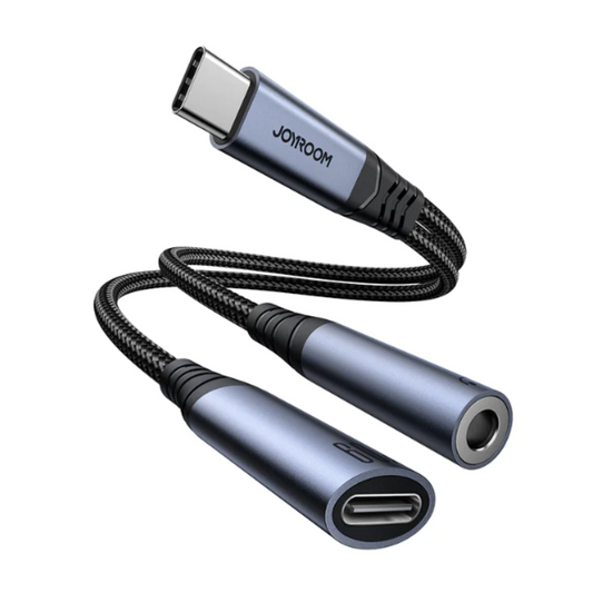 محول صوت 2 في 1 من سلسلة JOYROOM SY-C02 لنقل الصوت بمنفذ 3.5 مم + Type-C