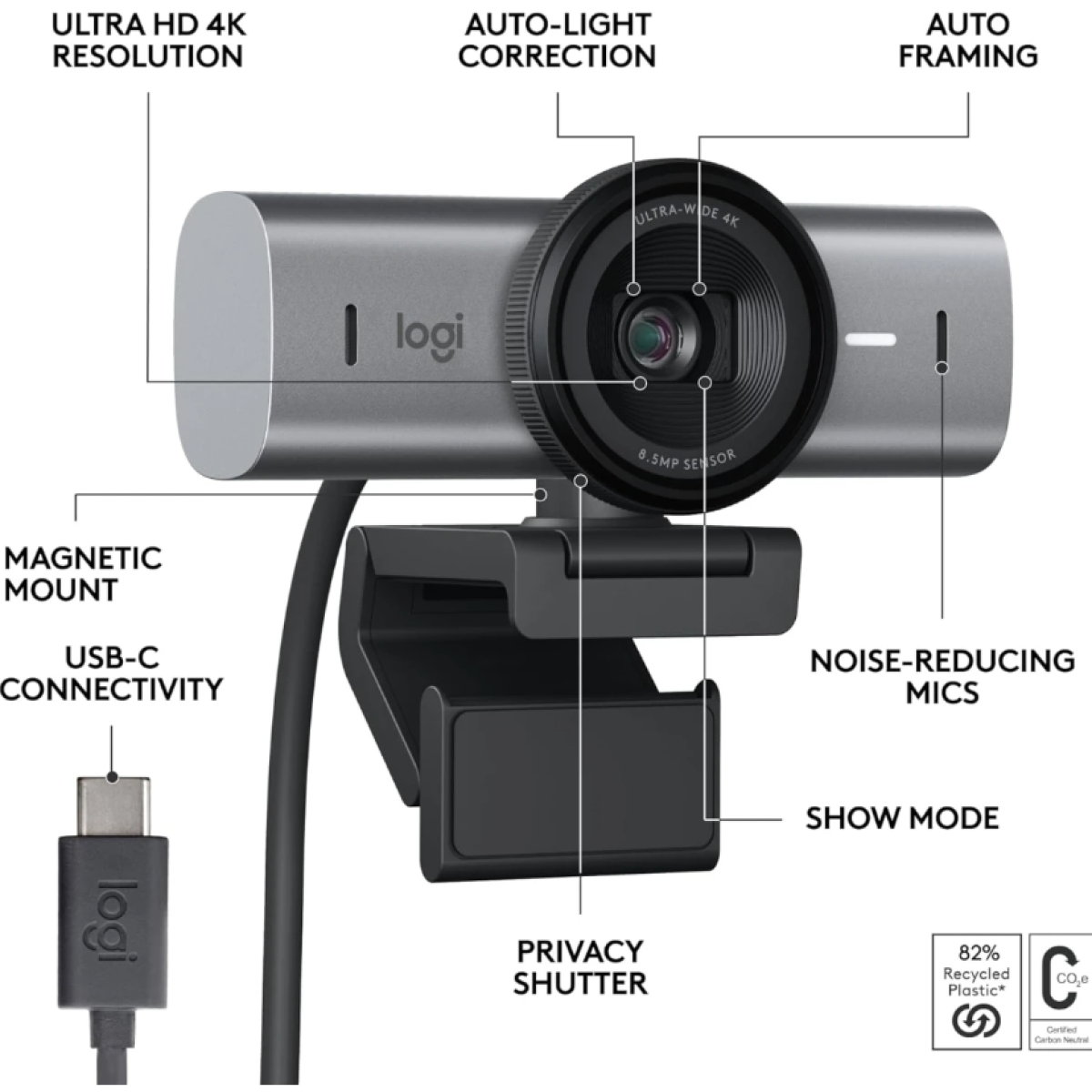 Logitech MX Brio Ultra HD 4K Streaming Webcam