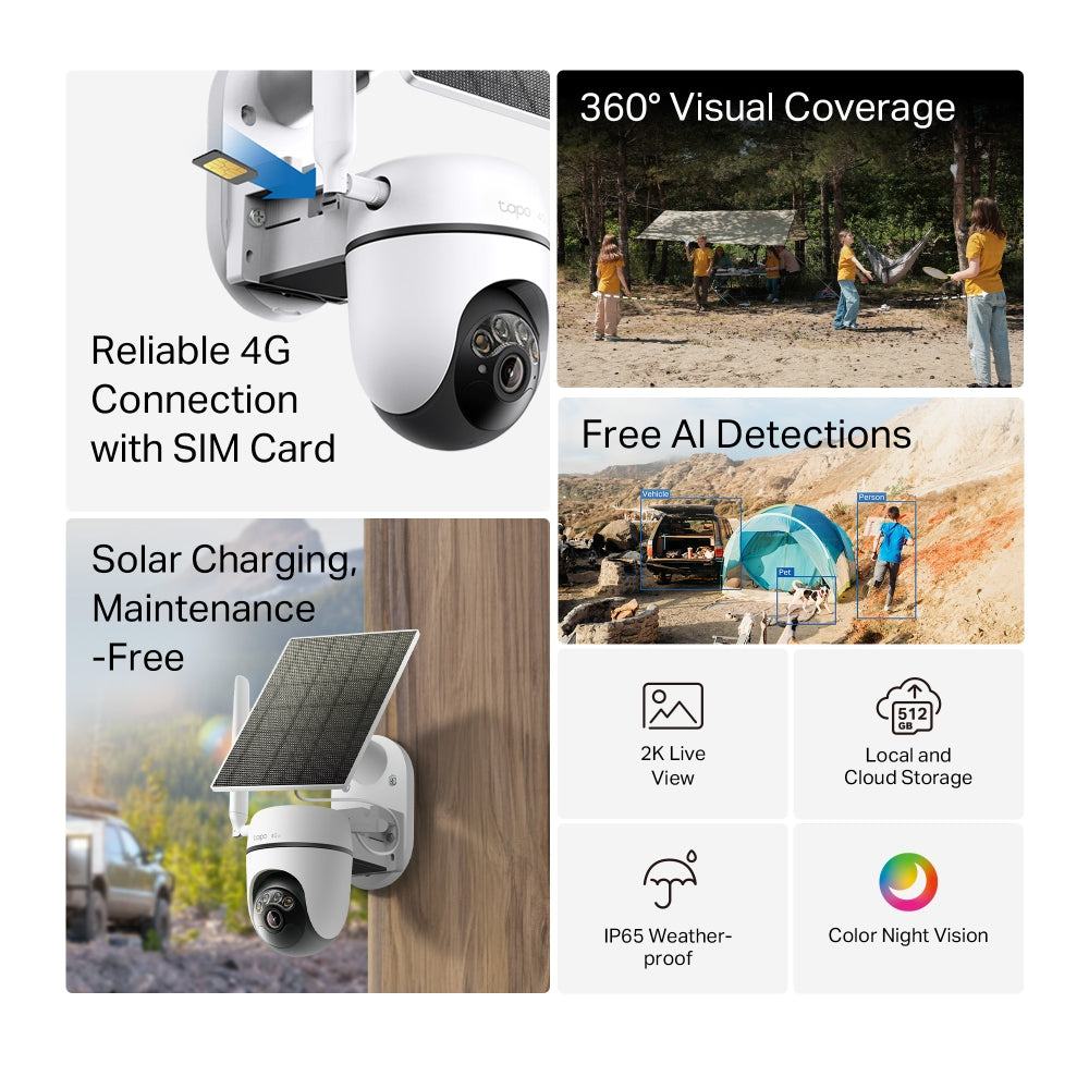 Tapo 4G Solar Powered 3mp Smart PT Outdoor Camera | C615G Kit