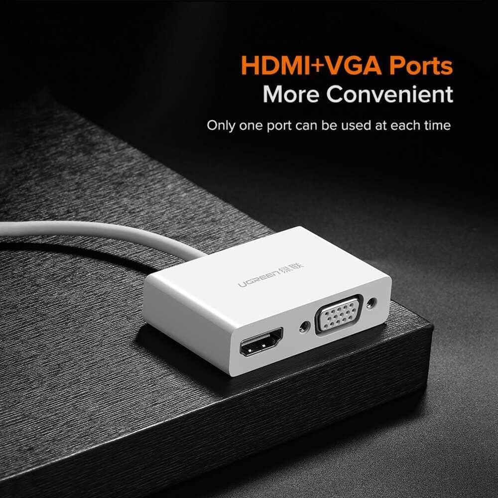 UGREEN USB Type C to HDMI + VGA Converter (White) | 30843 UGREEN USB Type C to HDMI + VGA Converter (White) | 30843