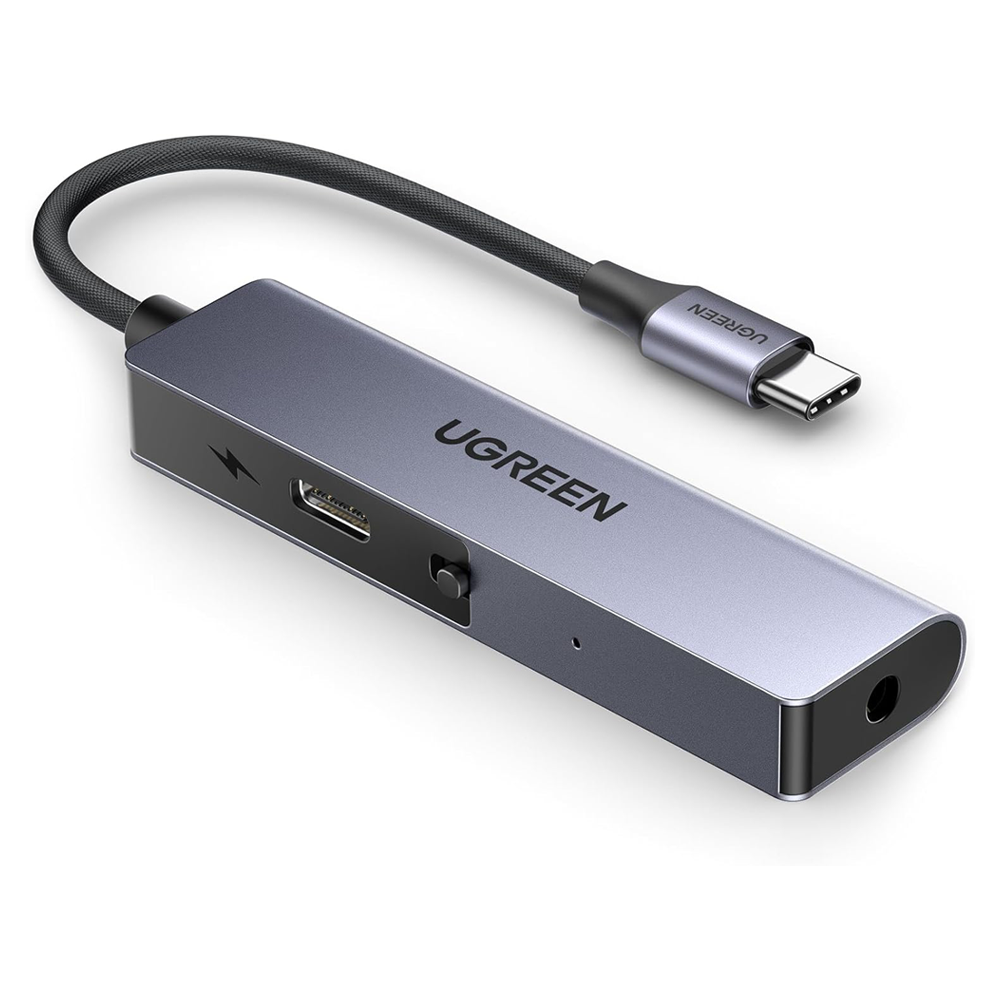 UGREEN 90518 /USB C to 3.5mm Headphone and Charger Adapter Metallic DAC Hi-Res 32Bit/384KHz 60W PD Fast Charge Type C Aux Mic Splitter