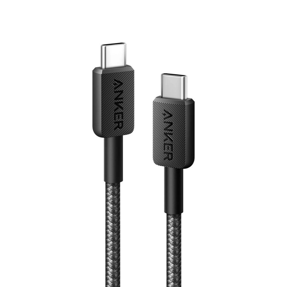 كابل Anker 322 USB-C إلى USB-C مضفر - (0.9 سم) أسود