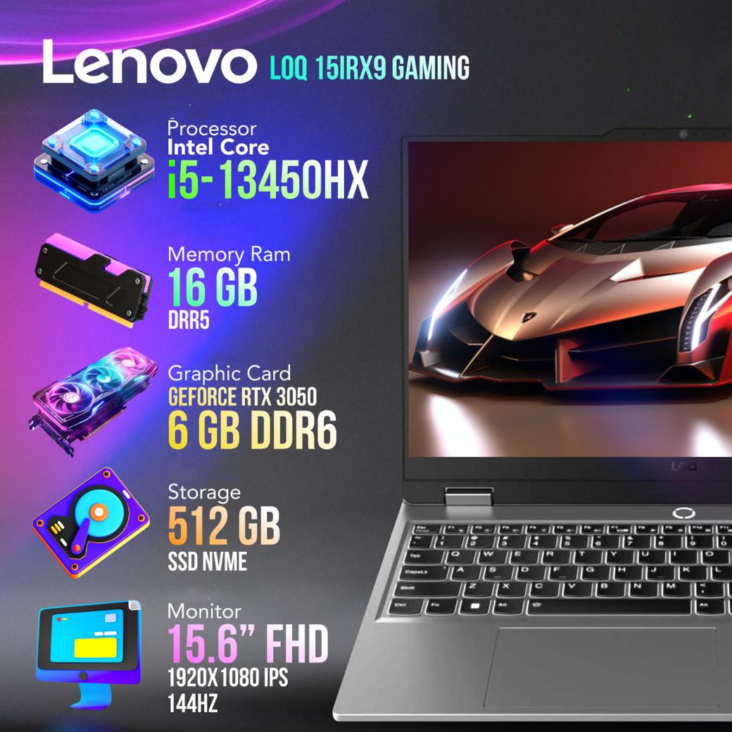 Lenovo LOQ | Core i5 13th | RTX 3050 | 16GB RAM | 512GB SSD