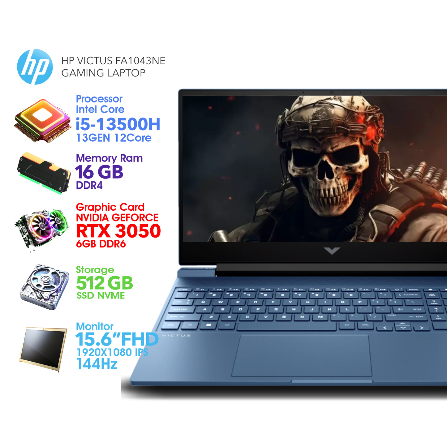 HP Victus 13Gen Core i5 16GB RAM RTX 3050