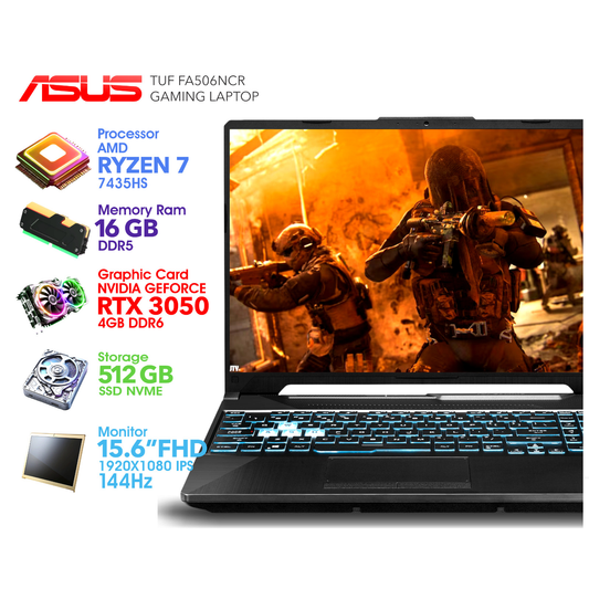 ASUS TUF Ryzen 7 16GB Ram 512GB SSD RTX 3050