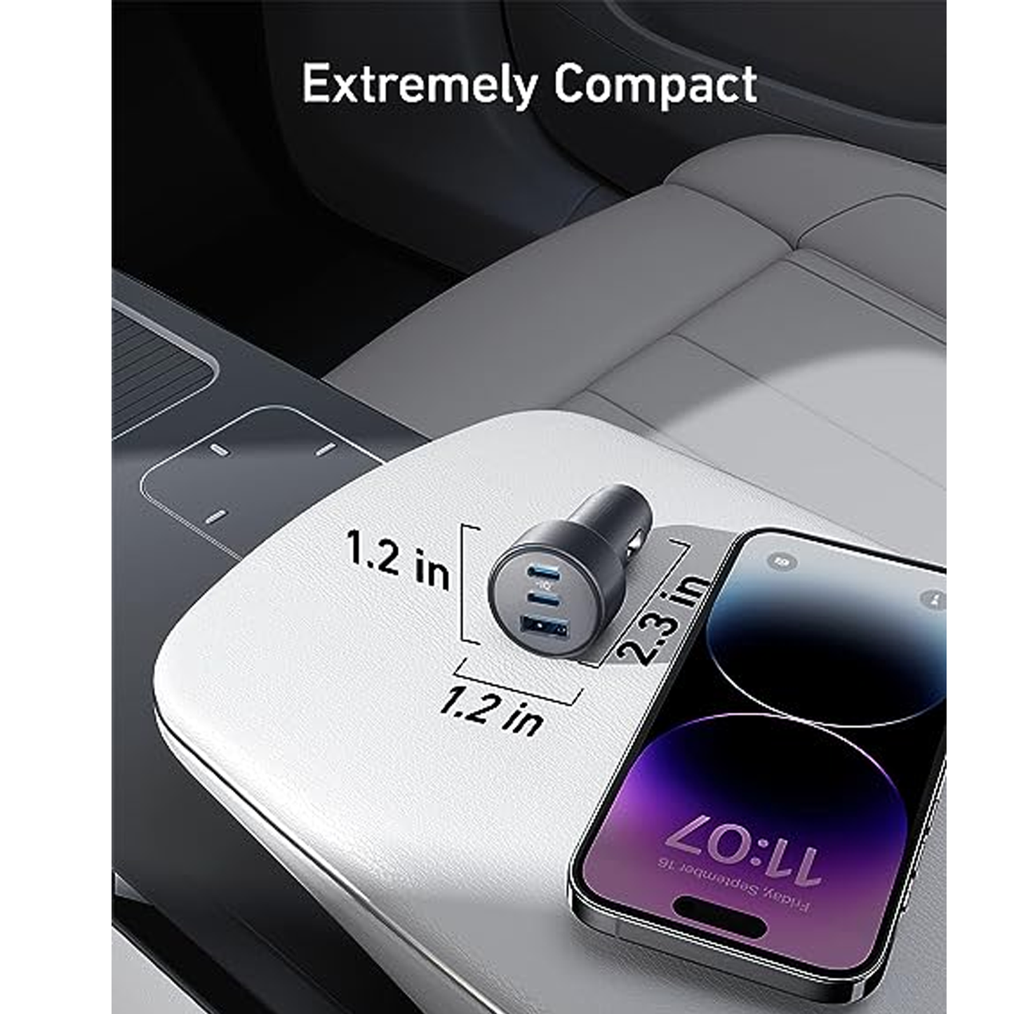 شاحن سيارة Anker 335 بقوة 67 واط، منفذي USB-C وUSB-A – أسود