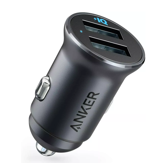 شاحن سيارة Anker فائق الصغر ثنائي المنفذ (30 واط) - أسود 