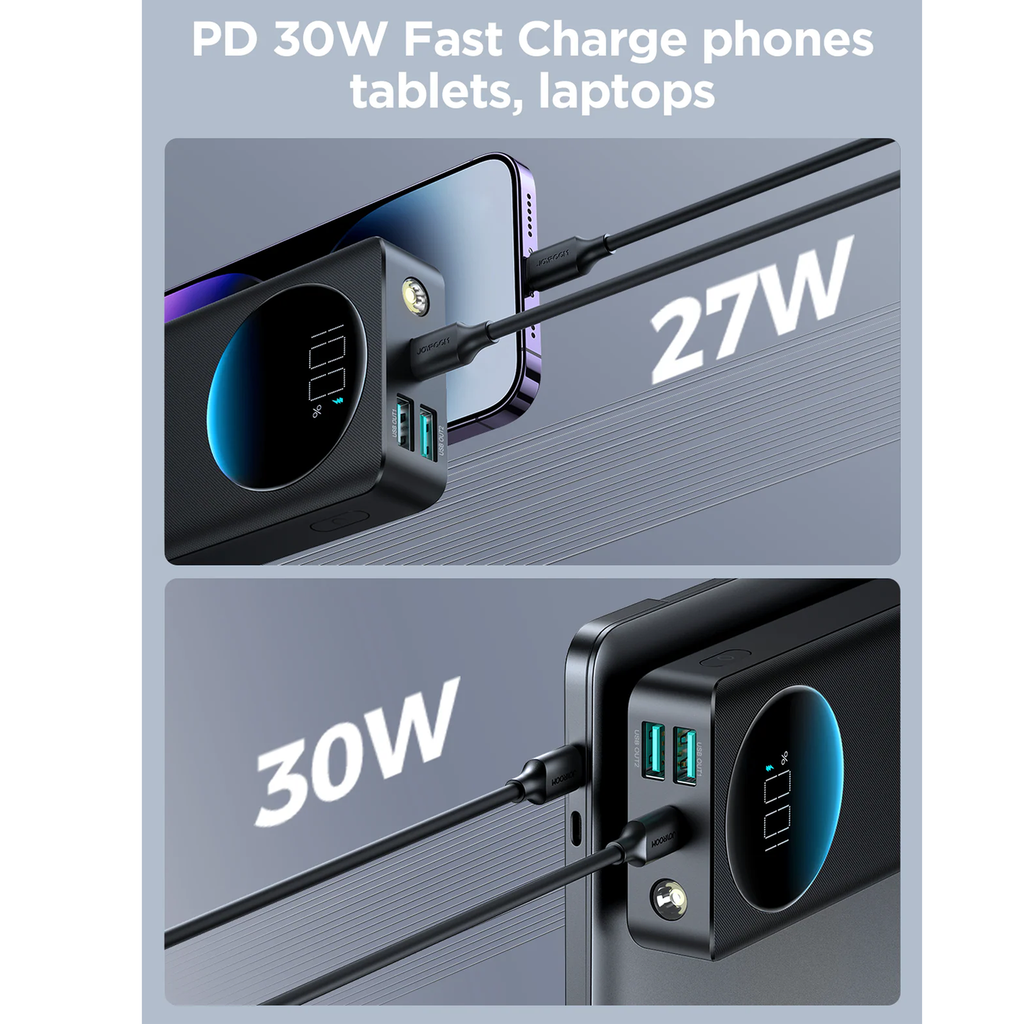 JOYROOM 30W Power Bank with High-Brightness Flashlight 20000mAh - JR-PBF02