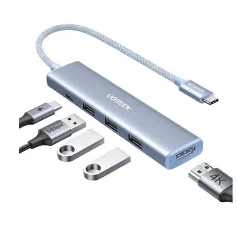 موزع يوجرين ريفودوك 5 في 1 USB-C (PD 100W، 4K@30Hz) / CM478