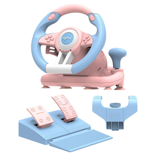 PXN V3 Pro Games Steering Wheel | (Blue & Pink - Cyan & Yellow)