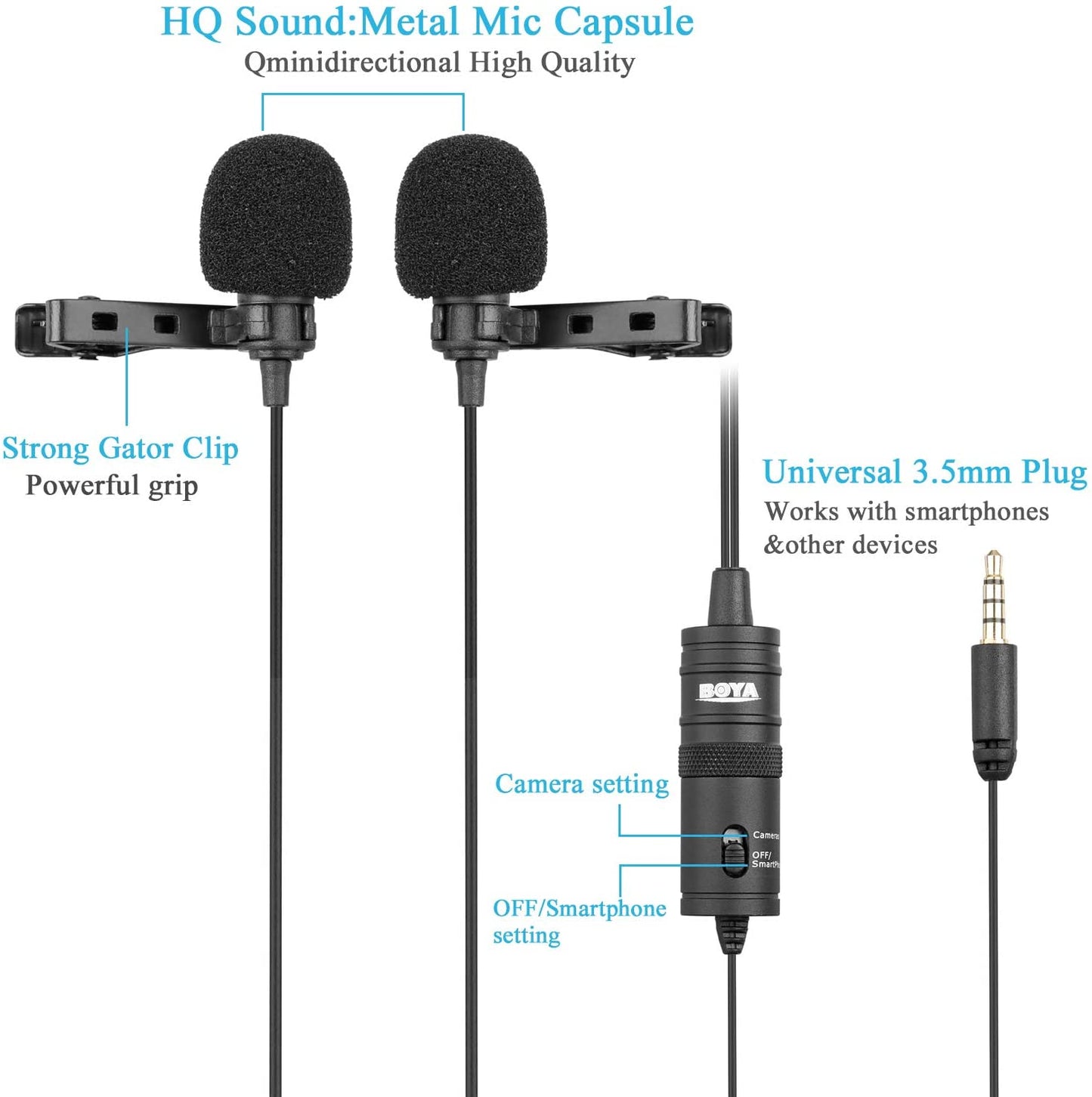ميكروفون BOYA BY-M1DM ثنائي الاتجاه 