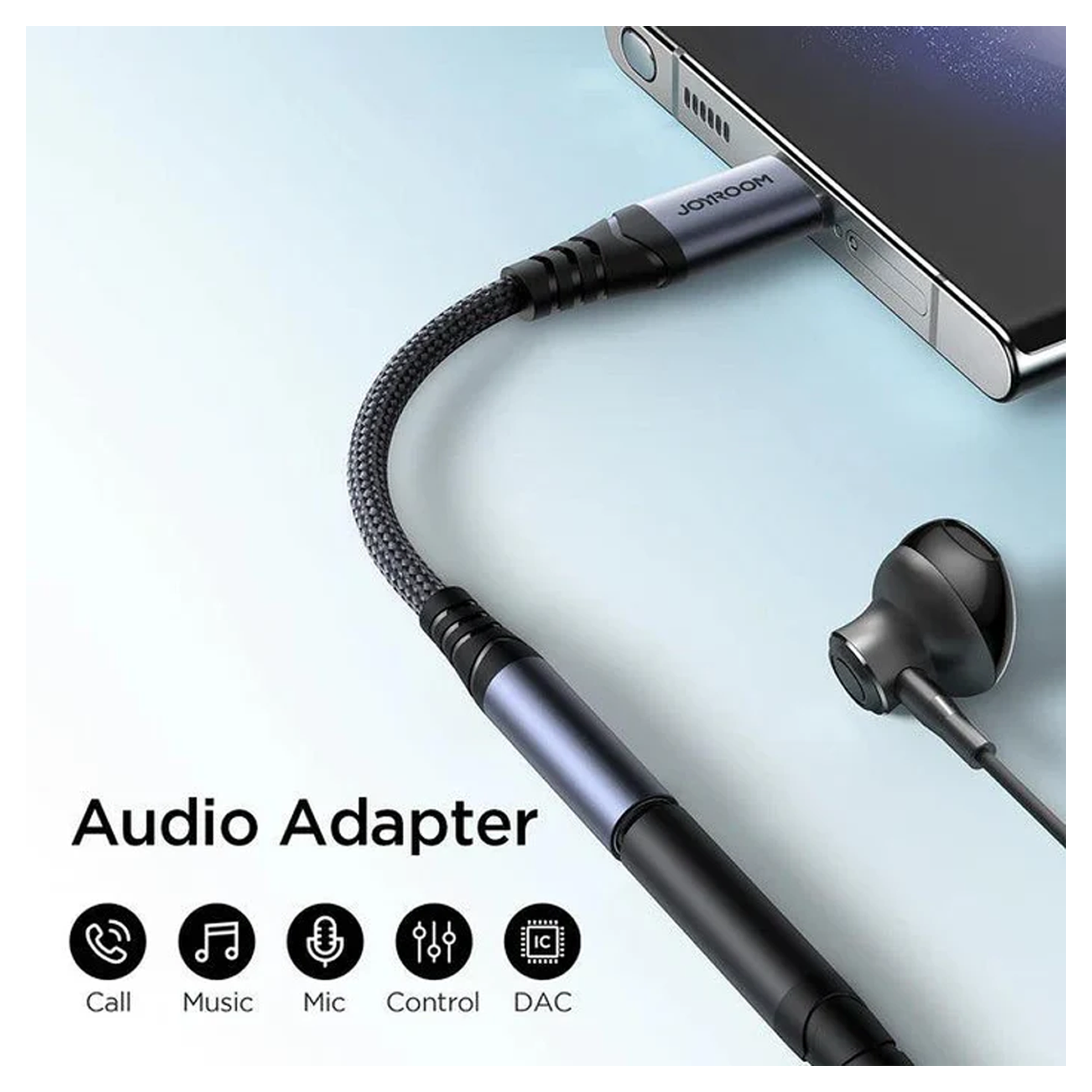 محول صوت سلسلة JOYROOM Audio-Transfer (من النوع C إلى 3.5 مم) - أسود/ SY-C01 محول صوت سلسلة JOYROOM Audio-Transfer (من النوع C إلى 3.5 مم) - أسود/ SY-C01