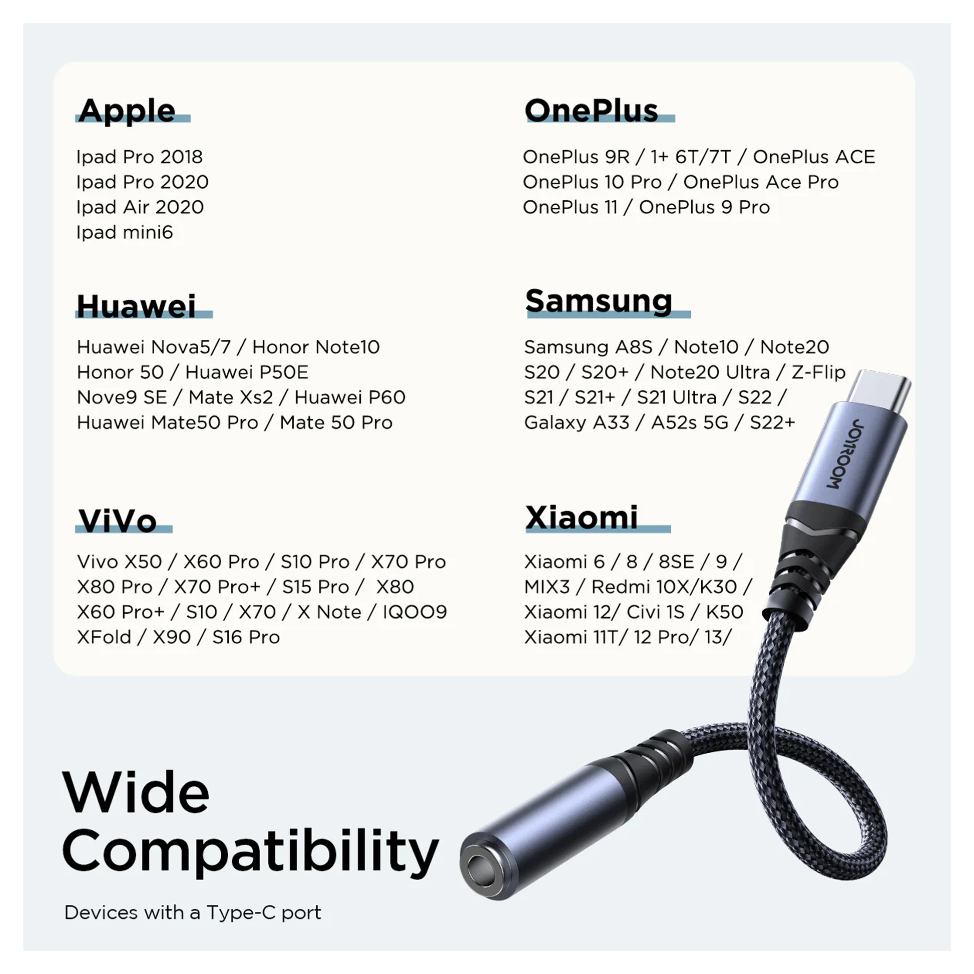 محول صوت سلسلة JOYROOM Audio-Transfer (من النوع C إلى 3.5 مم) - أسود/ SY-C01 محول صوت سلسلة JOYROOM Audio-Transfer (من النوع C إلى 3.5 مم) - أسود/ SY-C01