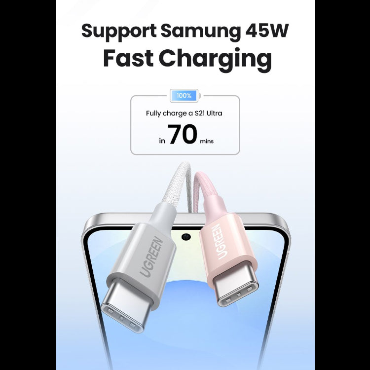 UGREEN USB-C to USB-C PD Fast Charging Braided Cable 5A Max /Multicolor/ L502