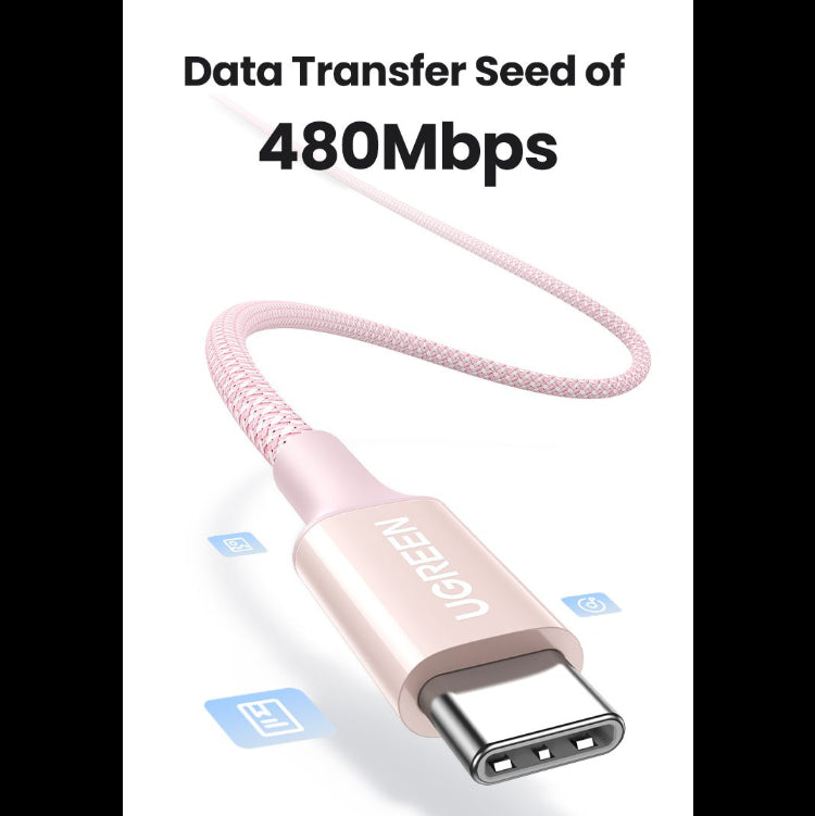 UGREEN USB-C to USB-C PD Fast Charging Braided Cable 5A Max /Multicolor/ L502
