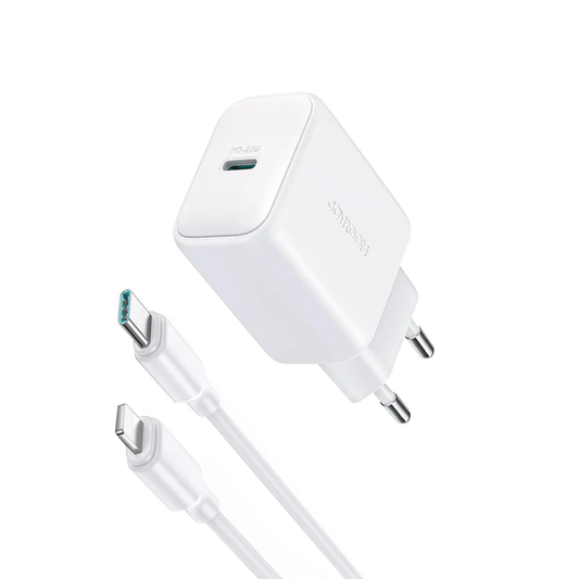 شاحن JOYROOM 20 واط PD، كابل C إلى Lightning بطول 1 متر - أبيض / JR-TCF20