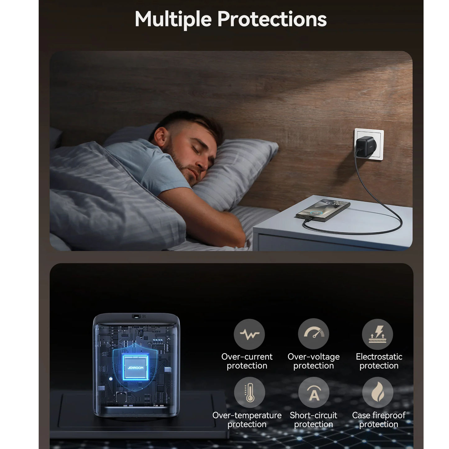 شاحن حائط جوي روم 45 واط GaN لهاتف سامسونج ألترا - أسود / JR-TCG13