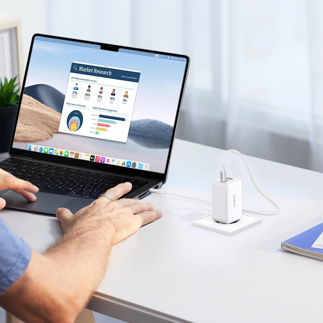 UGREEN Nexode 65W USB C GaN 3-Ports Wall Charger / 10335