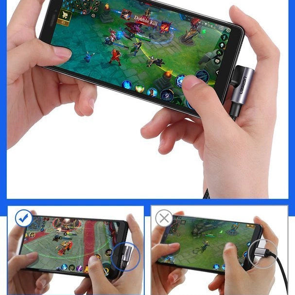 Ugreen Angled USB-C Male To USB2.0 A Male 3A Data Cable(90°Angle) (Black)/ US284