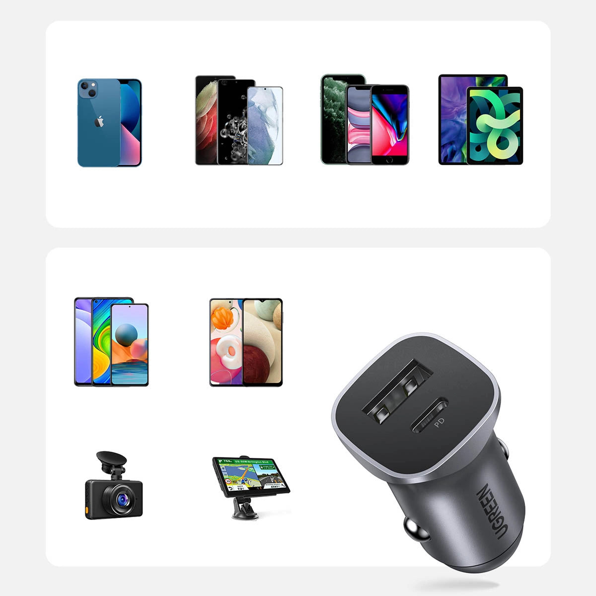 شاحن يوجرين سيارة سريع بقوة 30 واط  / 40858