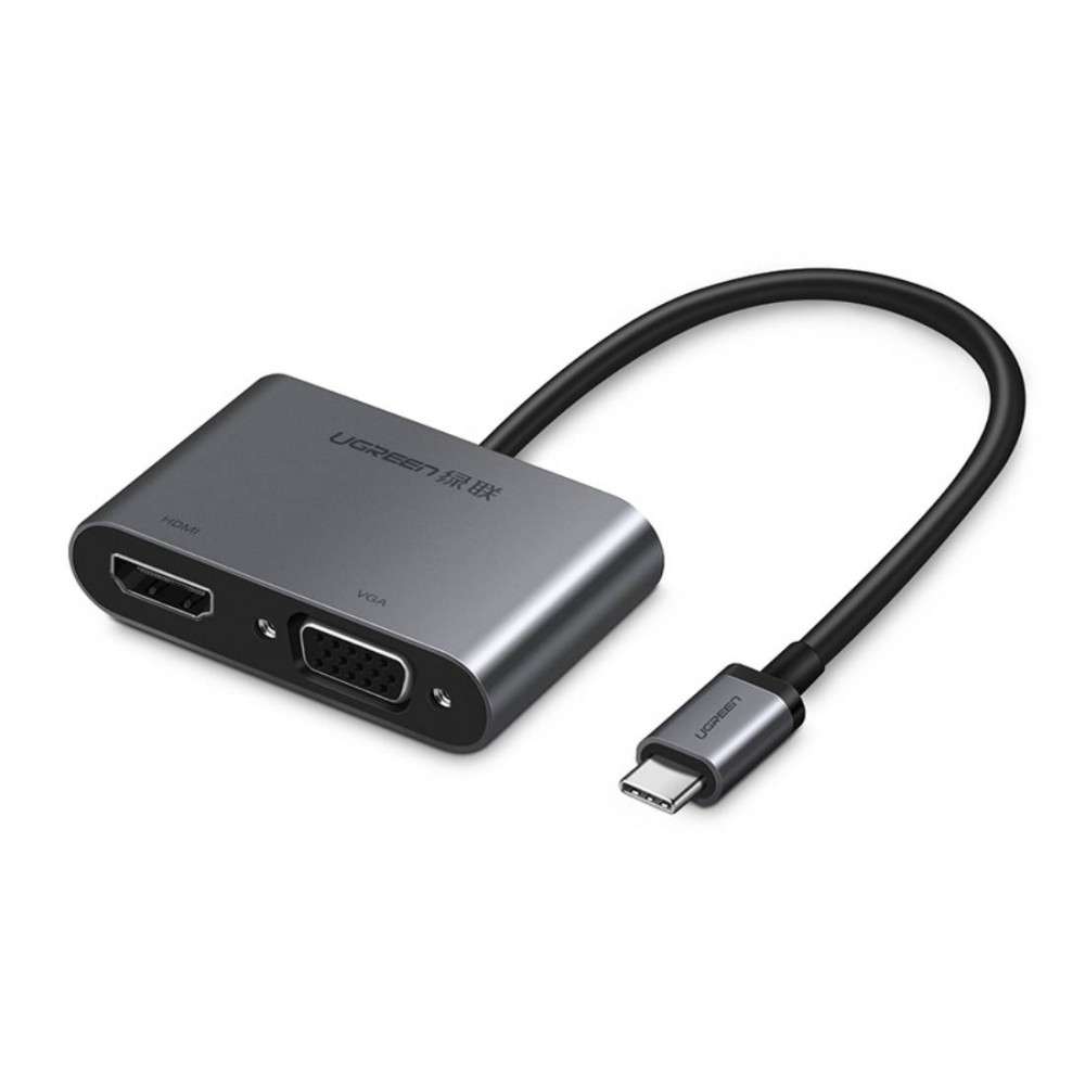 50505 / UGREEN USB-C to HDMI + VGA Adapter with PD (Space Gray) (simultaneously use)