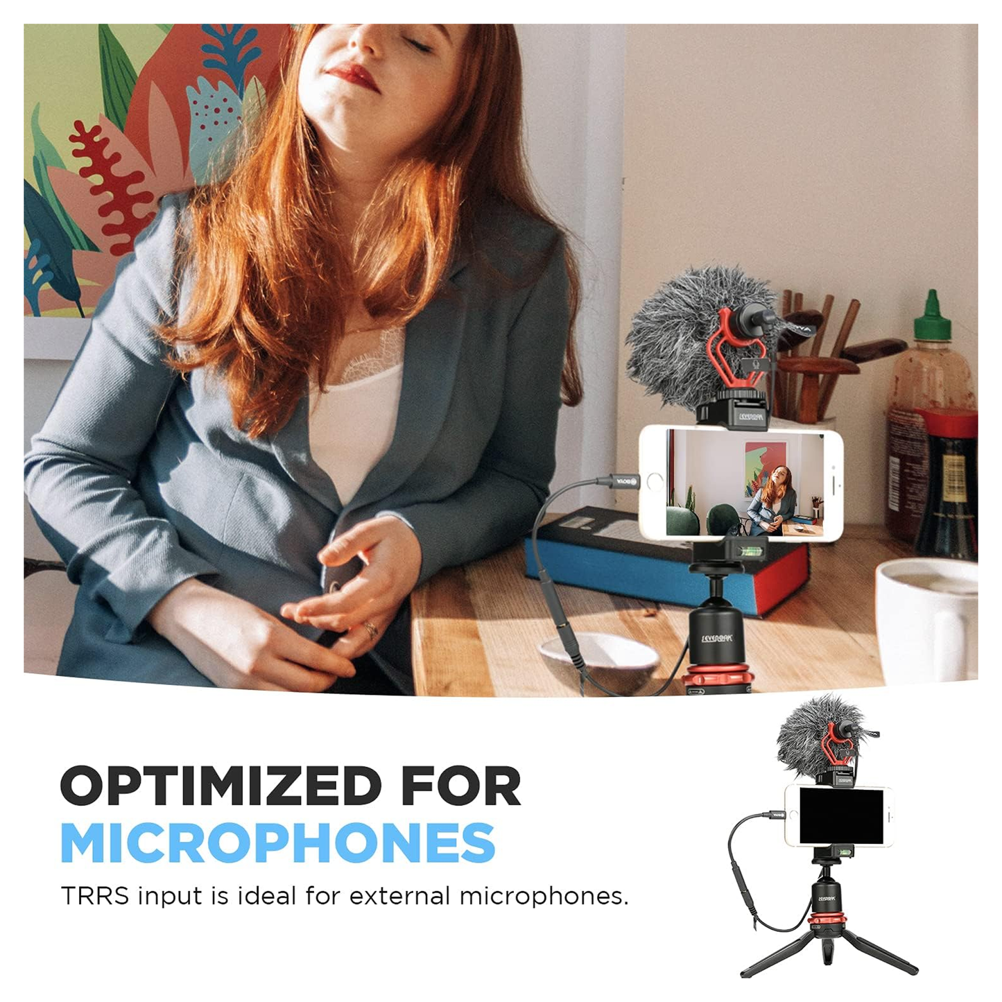 BOYA BY-K3 3.5mm TRRS Female to Lightning Male Audio Adapter Dongle Cable