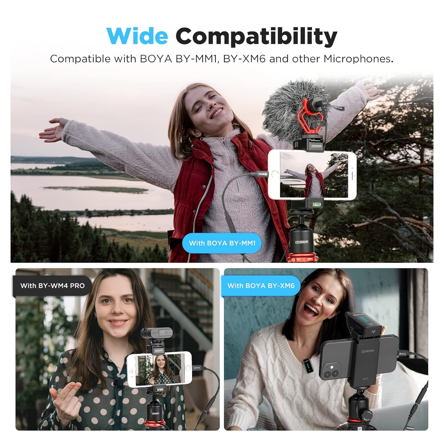 BOYA BY-K3 3.5mm TRRS Female to Lightning Male Audio Adapter Dongle Cable