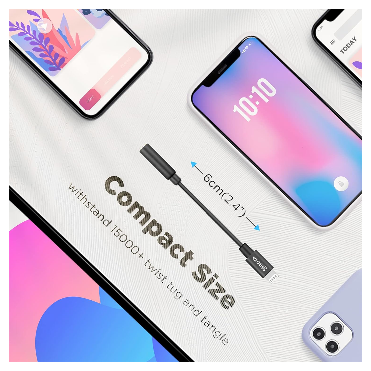 BOYA BY-K3 3.5mm TRRS Female to Lightning Male Audio Adapter Dongle Cable