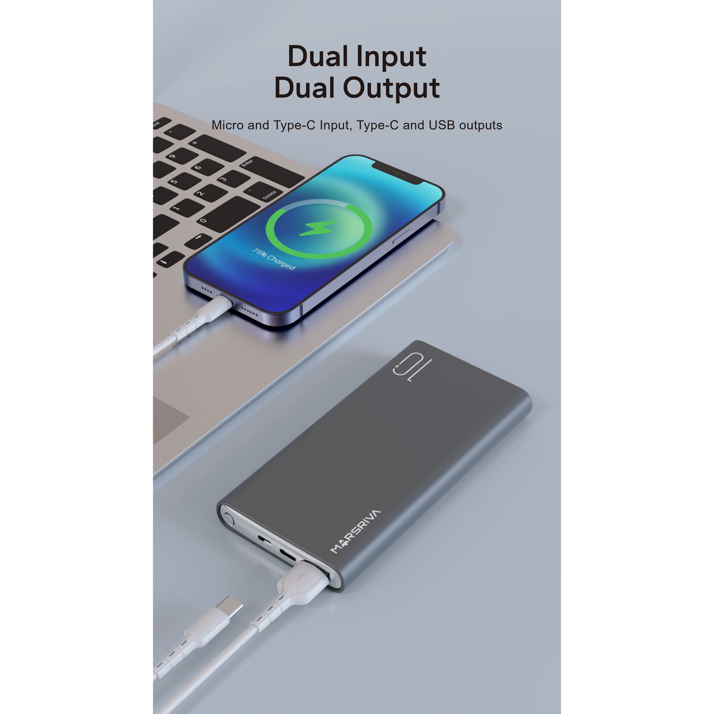 باور بانك بسعة 10000 مللي أمبير | شحن سريع | 22.5 واط | مارسريفا من لينكوم | MR.PB10