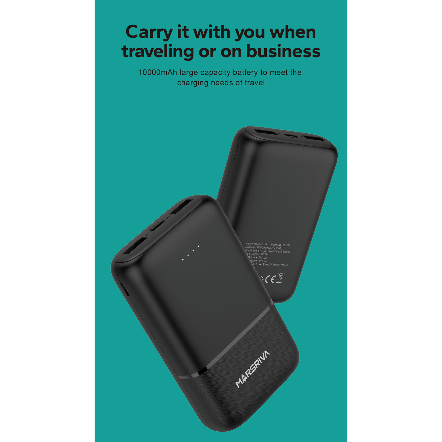 باور بانك 10000 مللي أمبير (متعدد الألوان) | مارسريفا.من.لينكوم | MR.PB10E