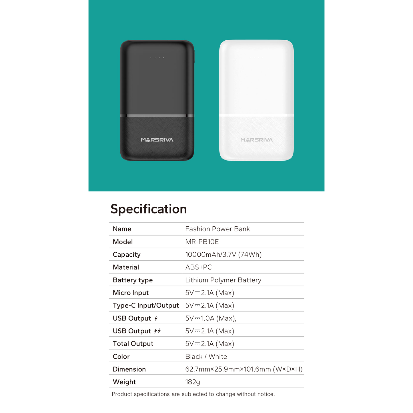 باور بانك 10000 مللي أمبير (متعدد الألوان) | مارسريفا.من.لينكوم | MR.PB10E