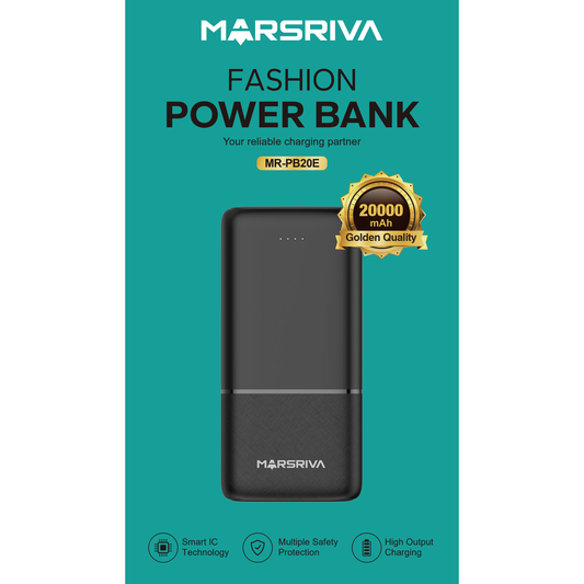MARSRIVA power bank 20000mAh, black color | MR-PB20E