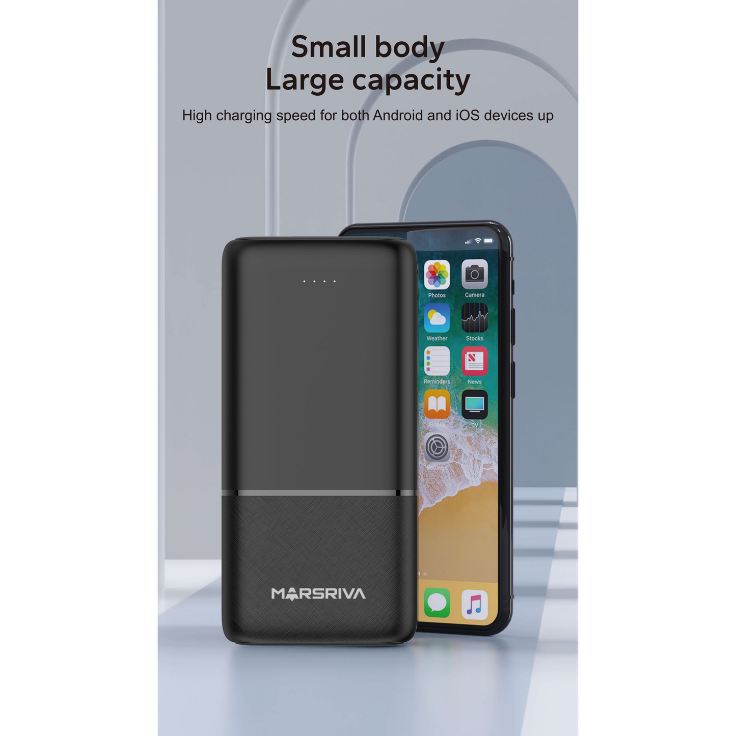MARSRIVA power bank 20000mAh, black color | MR-PB20E