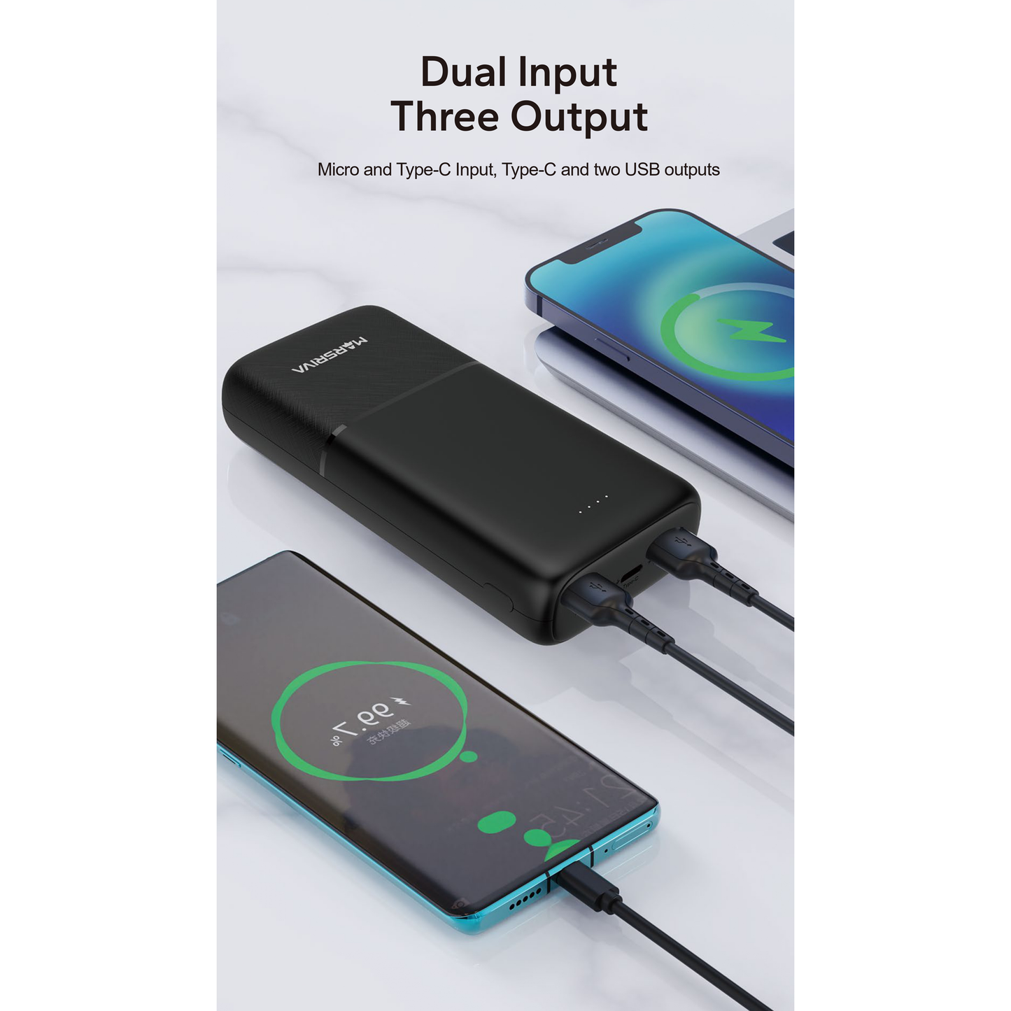 MARSRIVA power bank 20000mAh, black color | MR-PB20E