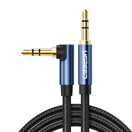 Ugreen Angled AUX Cable 2 x Mini Jack 3.5mm blue /AV112
