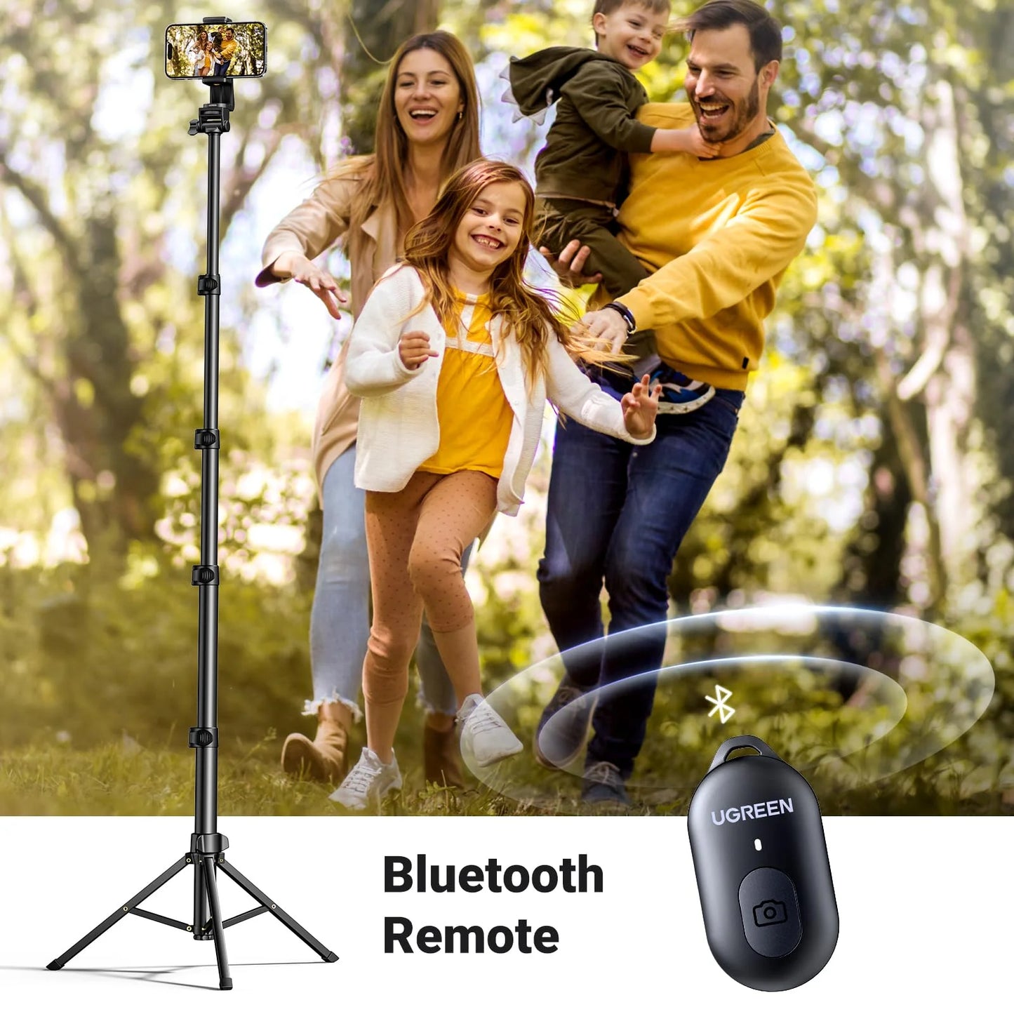 UGREEN Tripod Stand 1.7m With Bluetooth Remote For selfie Livestream and Others / 15609