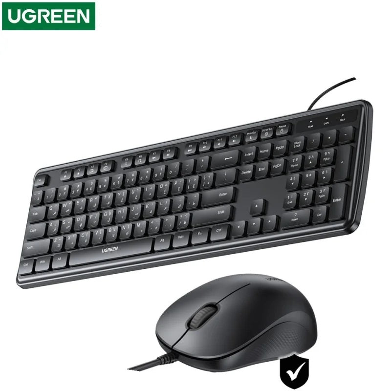 UGREEN Wired Silent Keyboard & Mouse Combo, US/AR Layout - Black / (65777) MK331