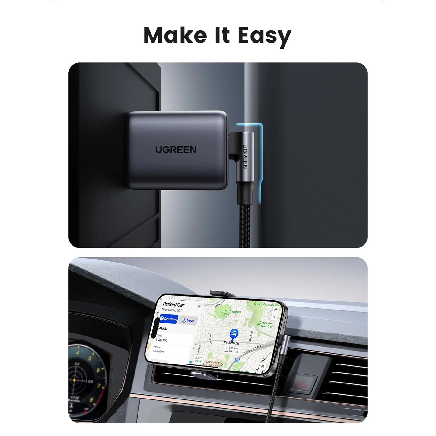 UGREEN 100W Right Angle USB C to USB C Fast Charging Cable / US334