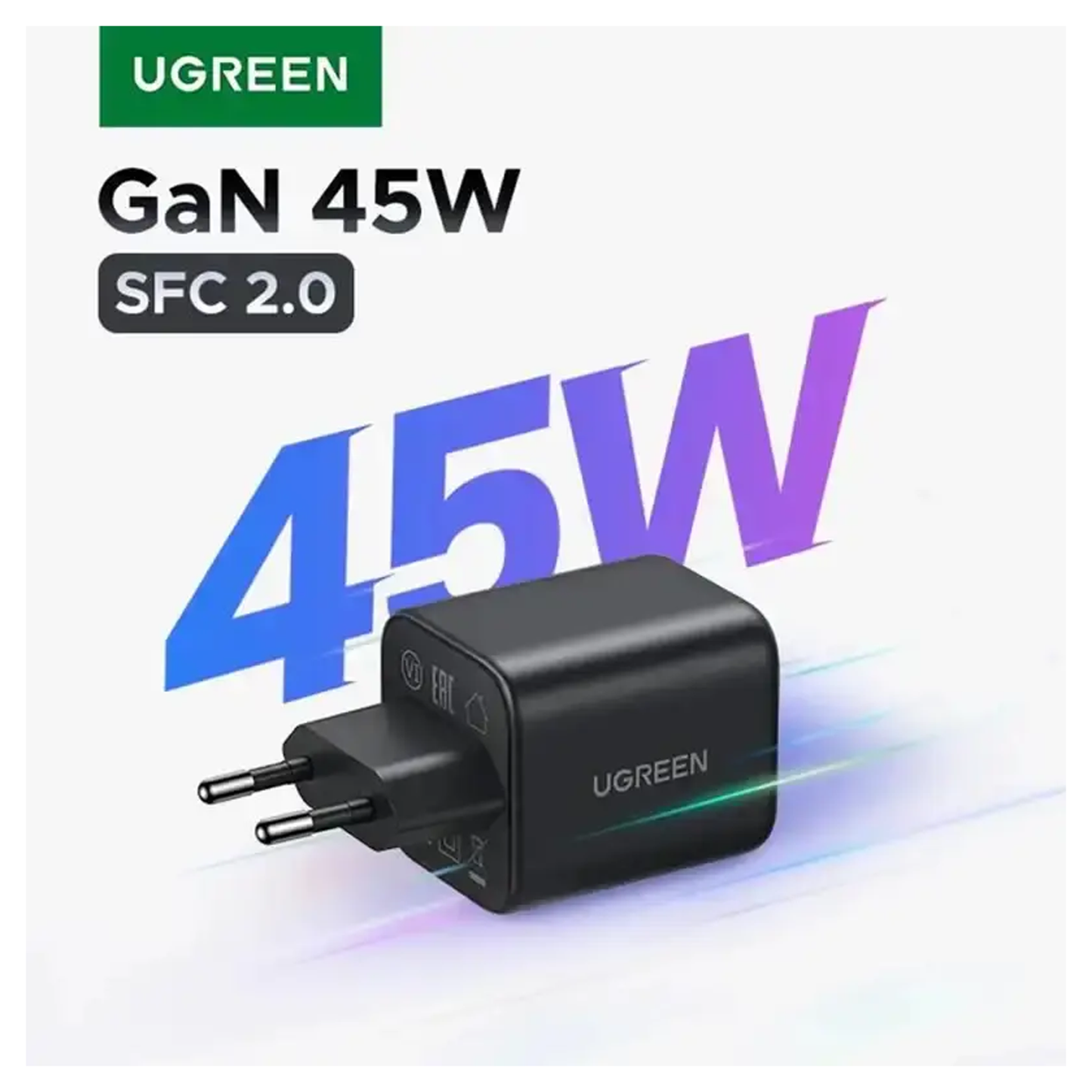 UGREEN 45W 2-Port GaN Fast Charger EU Black / X525 - 65057